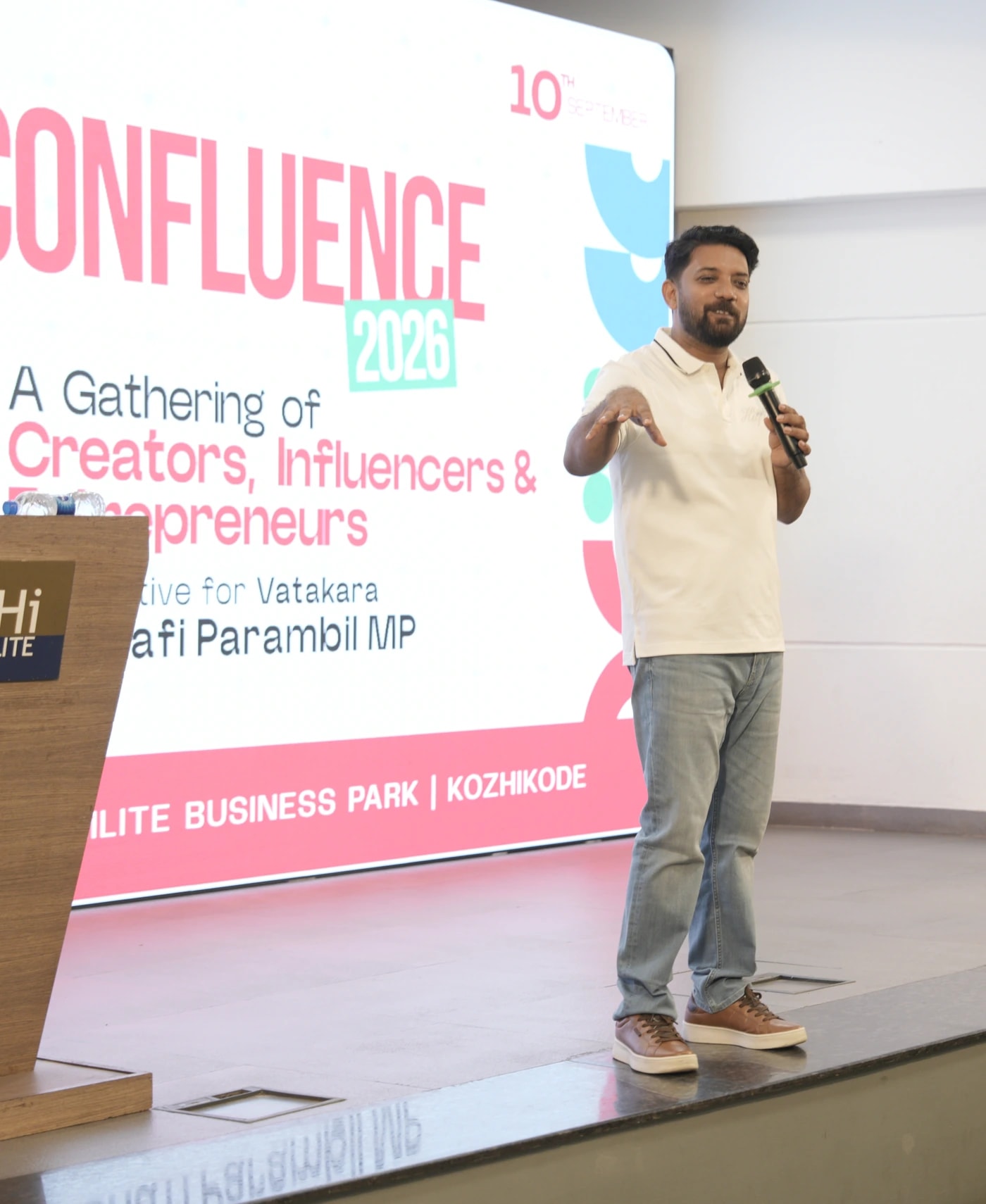 A speaker presenting at the Confluence session