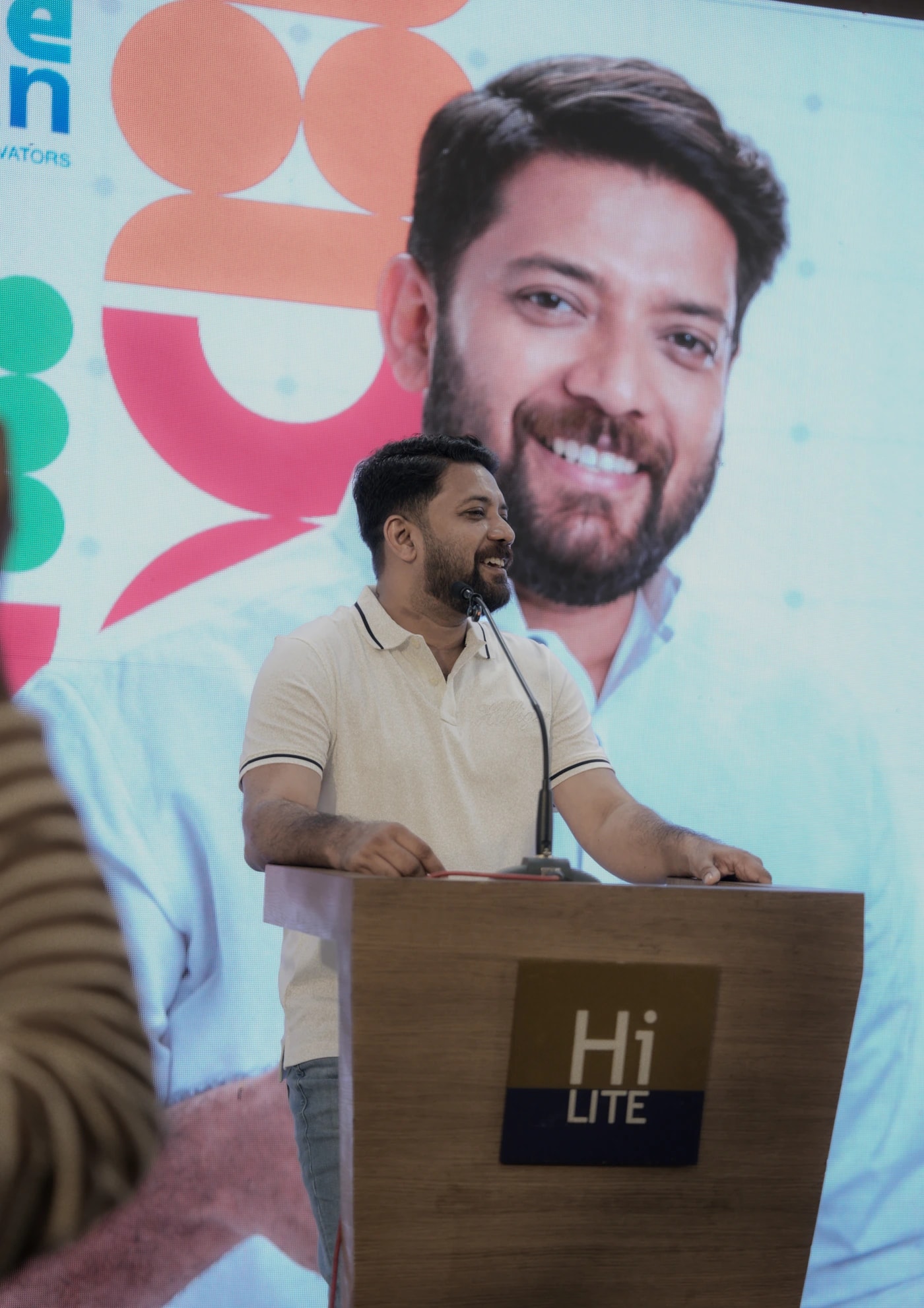 Shafi Parambil MP speaking at the launch podium